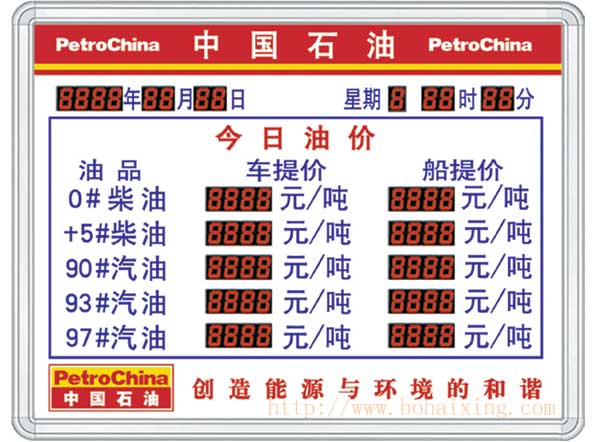 博海星專為您定做各種油價表